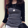 Women Fashion Round Neck Long Sleeve Shirt FLA1089-3096-25-White-4