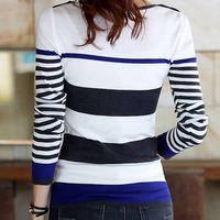 Women Fashion Round Neck Long Sleeve Shirt FLA1089-3102-31-Blue - Thumbnail 1