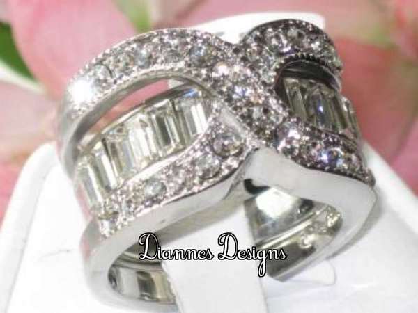 R135 - Stainless Steel Baguette Wedding Ring Set