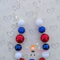 Mom 4th of July Red, White, Blue/Patriotic Shooting Star Chunky Necklace/Photo Prop  - Thumbnail 1