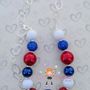 Mom 4th of July Red, White, Blue/Patriotic Shooting Star Chunky Necklace/Photo Prop -1