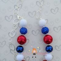 Mom 4th of July Red, White, Blue/Patriotic Shooting Star Chunky Necklace/Photo Prop  - Thumbnail 2