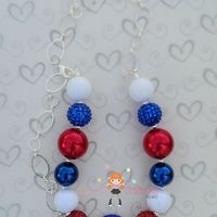 Mom 4th of July Red, White, Blue/Patriotic Shooting Star Chunky Necklace/Photo Prop  - Thumbnail 3
