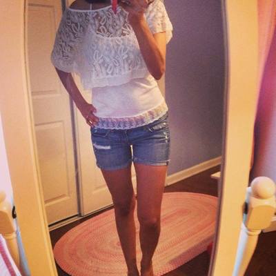 Ladies lace top and cami - white