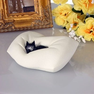 Kitty sleeping in fluffy pillow statue by dubout  dub45