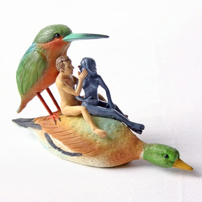 Couple on a duck seduction sin statue by bosch jb26