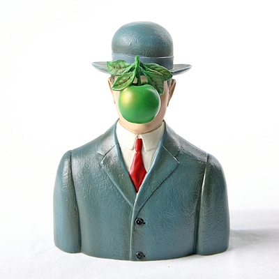 Man in suit with bowler hat green apple surrealism by magritte mag01 - Thumbnail 2