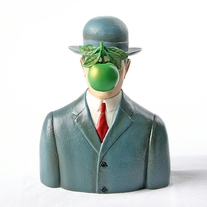 Man in Suit with Bowler Hat Green Apple Surrealism by Magritte MAG01