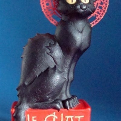 Le chat noir black cat statue by steinlen ste01