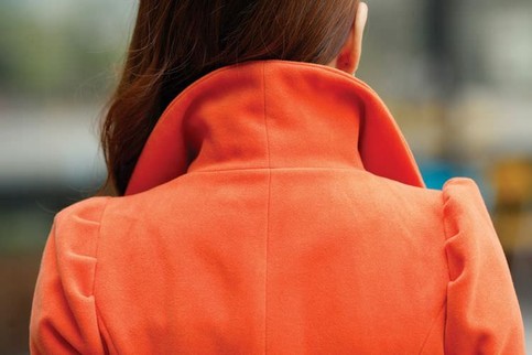 Long Woollen Coat Lapels Han Edition Orange