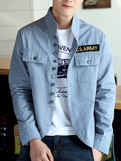 Fashion korean style slim long sleeves causal shirts 907sj-jk01-43-sky blue