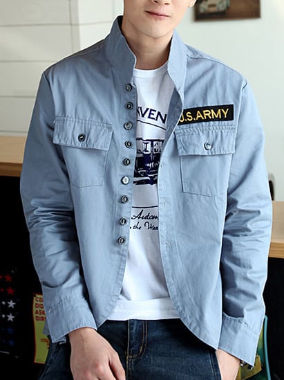 Fashion Korean Style Slim Long Sleeves Causal Shirts 907SJ-JK01-43-Sky Blue