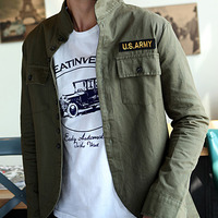 Fashion Korean Style Slim Long Sleeves Causal Shirts 907SJ-JK01-43-Sky Blue - Thumbnail 4