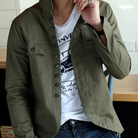 Fashion Korean Style Slim Long Sleeves Causal Shirts 907SJ-JK01-43-Sky Blue - Thumbnail 3