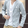 Fashion Korean Style Slim Long Sleeves Causal Shirts 907SJ-T23-38-Light Gray-1