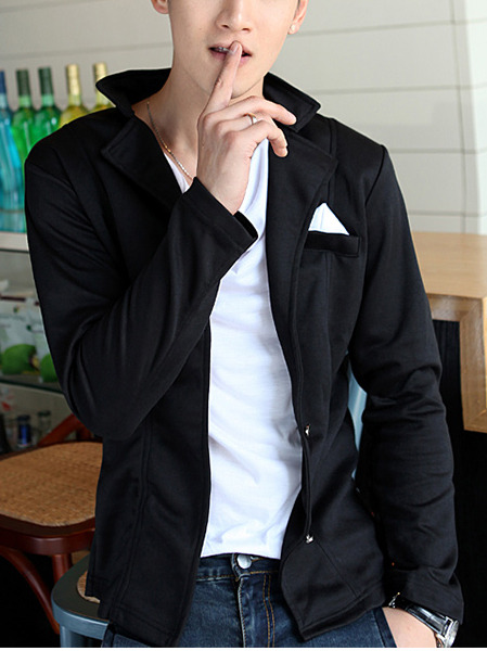 Fashion Korean Style Slim Long Sleeves Causal Shirts 907SJ-T23-38-Black