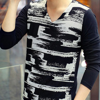 Fashion Korean Style Slim Long Sleeves Causal Shirts 907SJ-T39-33-Black - Thumbnail 1