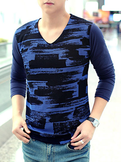 Fashion Korean Style Slim Long Sleeves Causal Shirts 907SJ-T39-33-Blue