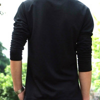 Fashion Korean Style Slim Long Sleeves Causal Shirts 907SJ-T58-43-Black - Thumbnail 2