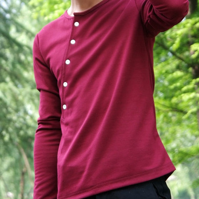 Fashion korean style slim long sleeves causal shirts 907sj-t58-43-wine