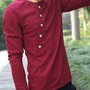 Fashion Korean Style Slim Long Sleeves Causal Shirts 907SJ-T58-43-Wine-1