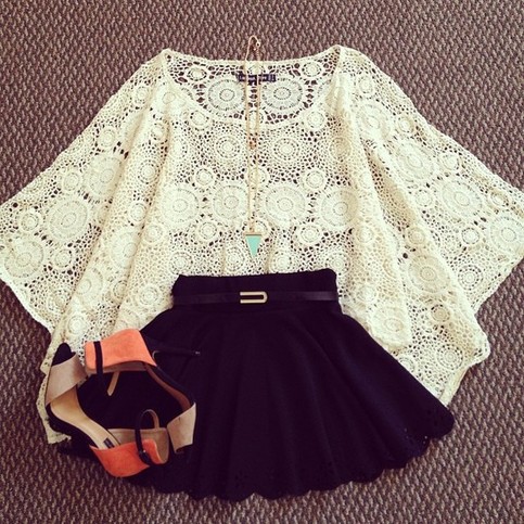 Oversize Batwing Crochet Top