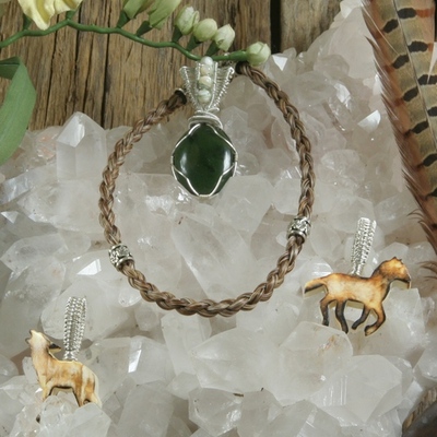 Cinnamon brown mix horse hair necklace - Thumbnail 3