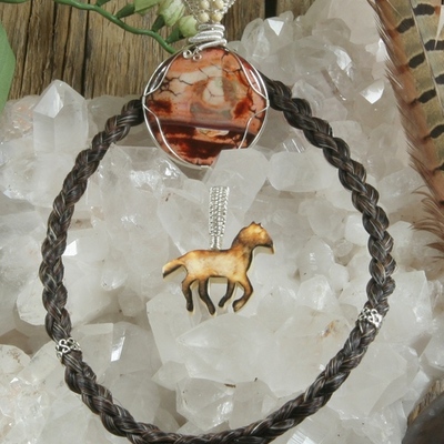 Black mix horse hair necklace - Thumbnail 2