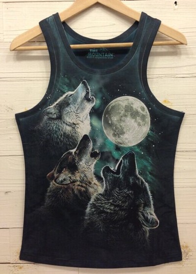 Men's New Fashion 3 Wolves Bark Moon Print Sleeveless Vest Unisex Vintage Summer Fashion Tank Tops 4 Sizes
