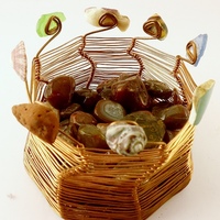 Copper Wire Woven Beach Basket - Thumbnail 2