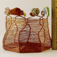 Copper Wire Woven Beach Basket - Thumbnail 4