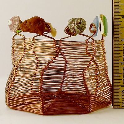 Copper wire woven beach basket