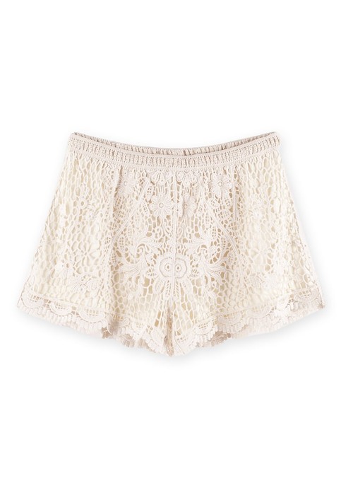 Floral Lace Knicker Shorts Pants White