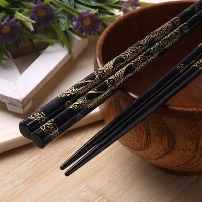 Wooden totem chopsticks-chinese dragon-(black)-5 pair set