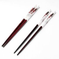Plum Blossom Print Chopsticks-(Red/White)-5 Pair Set - Thumbnail 2