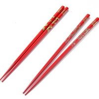Chinese Double Happiness Chopsticks-(Hot Red/Gold)-5 Pair Set - Thumbnail 2