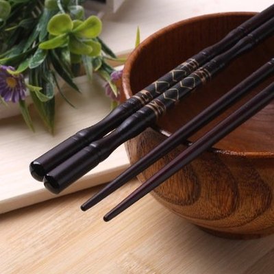 Dark red wood wooden chopstick-(dark red/wgold)-5 pair set 