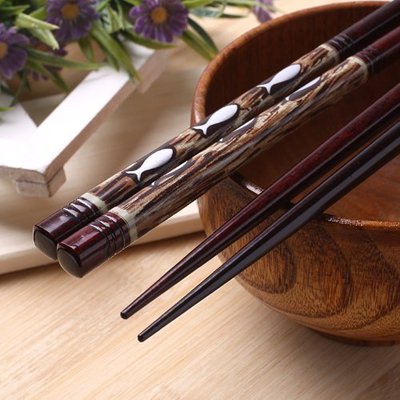 Fishes family-red wood wooden chopsticks-(red/white/brown fish)-5 pair set