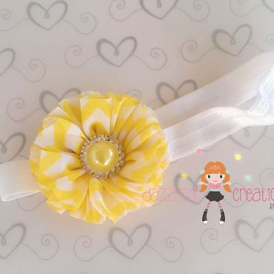 Yellow flower bling center headband/perfect photo prop/newborns/kids