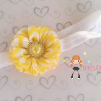 Yellow Flower Bling Center Headband/Perfect Photo Prop/Newborns/Kids - Thumbnail 1
