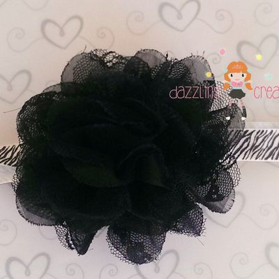 Black flower zebra headband/perfect photo prop/newborns/kids