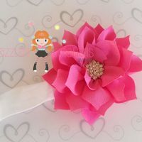 Bright Pink Flower Rhinestone Center Headband/Perfect Photo Prop/Newborns/Kids - Thumbnail 1