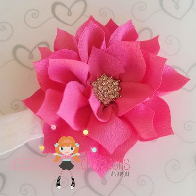 Bright pink flower rhinestone center headband/perfect photo prop/newborns/kids