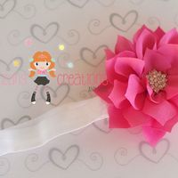 Bright Pink Flower Rhinestone Center Headband/Perfect Photo Prop/Newborns/Kids - Thumbnail 3
