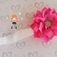Bright Pink Flower Rhinestone Center Headband/Perfect Photo Prop/Newborns/Kids - Thumbnail 4