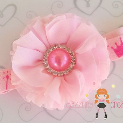 Pink flower rhinestone center headband/perfect photo prop/newborns/kids
