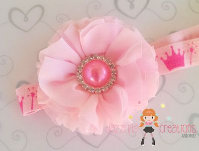 Pink flower rhinestone center headband/perfect photo prop/newborns/kids
