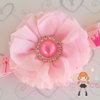 Pink Flower Rhinestone Center Headband/Perfect Photo Prop/Newborns/Kids