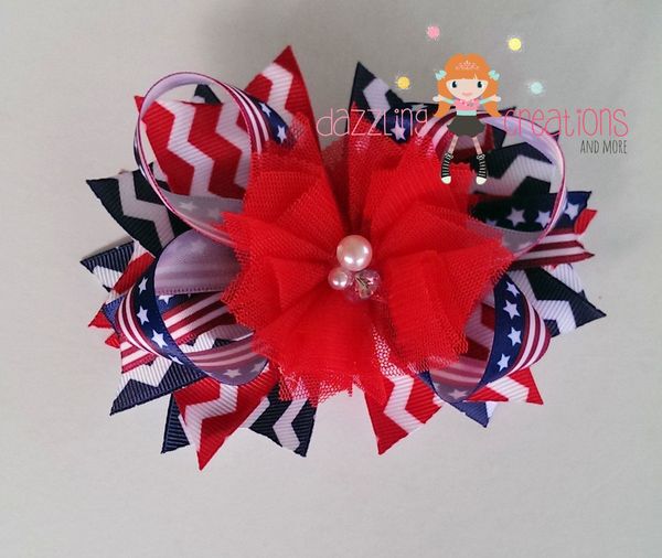 4th of July/Patriotic/Red White Blue Hair Bows/Photo Props