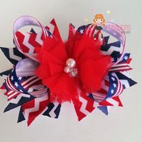 4th of July/Patriotic/Red White Blue Hair Bows/Photo Props - Thumbnail 1